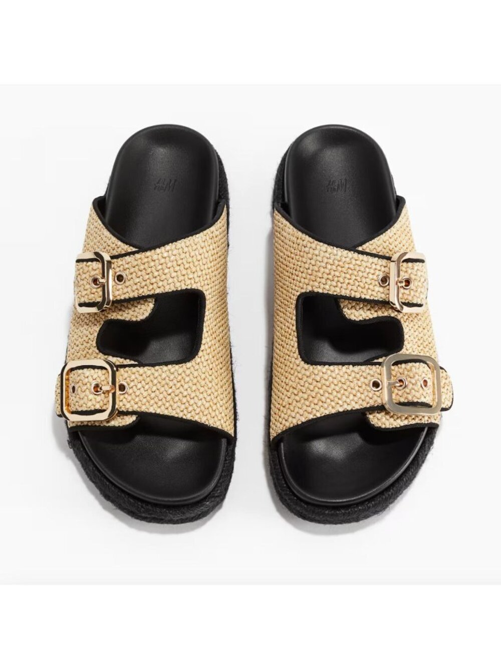 H&M Espadrille Style Sandals Size 10 Beige Rattan Summer Vacation